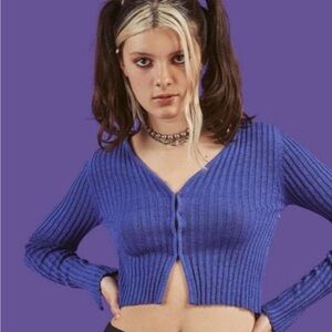 Unif Purple Ribbed Cardigan